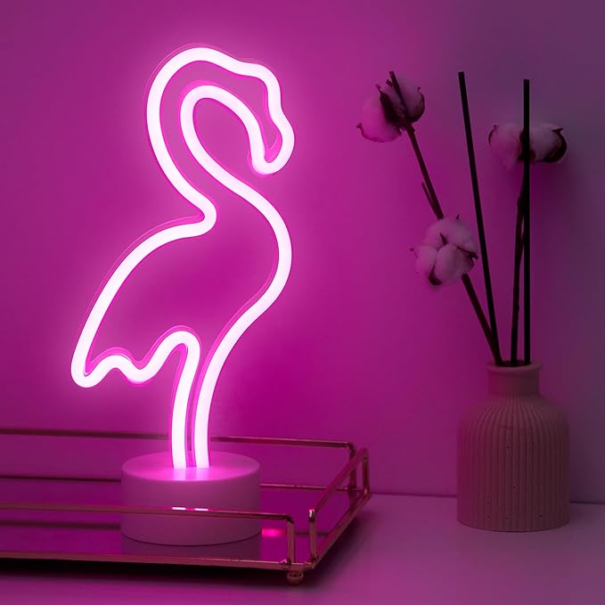 Flamingo und Kaktus Kokosnuss Baum- LED Lampe Neon Schild Wand Deko Beleuchtung Fernsehzimmer Gaming Zimmer USB oder Batteriebetrieben Deko 2025