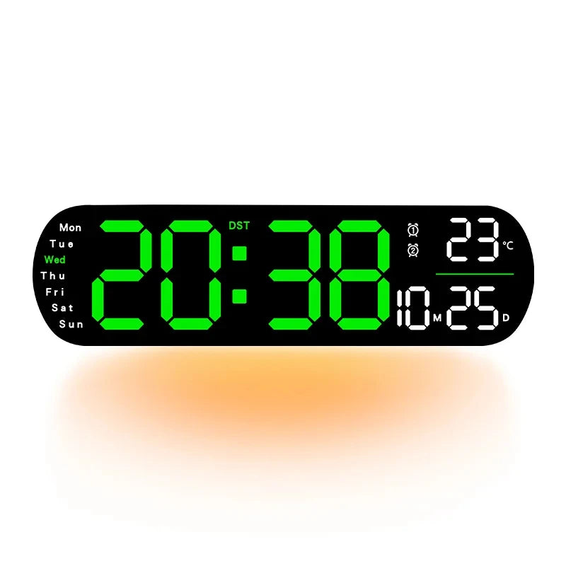 LED Digitalwanduhr mit Fernbedienung Datum Temperatur Wecker Uhr für Home