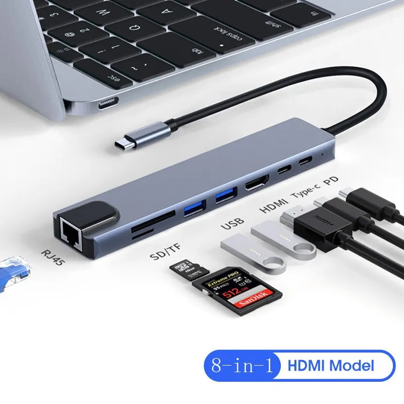 8-in-1 USB C HUB – Multifunktionaler Adapter