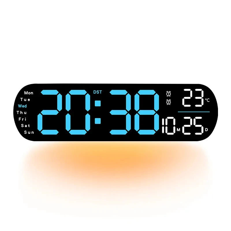 LED Digitalwanduhr mit Fernbedienung Datum Temperatur Wecker Uhr für Home
