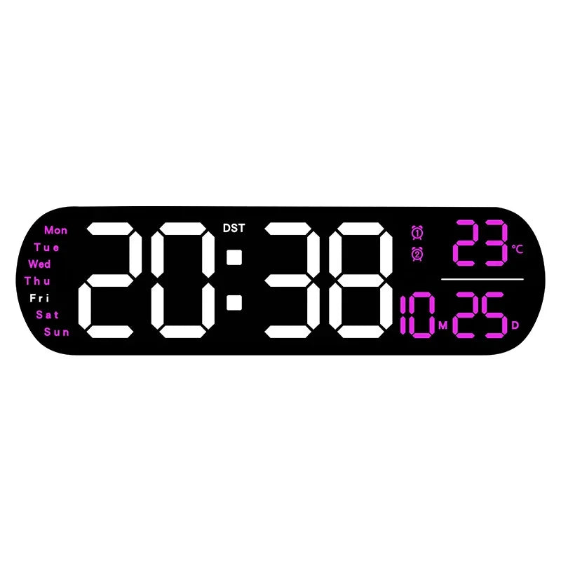 LED Digitalwanduhr mit Fernbedienung Datum Temperatur Wecker Uhr für Home