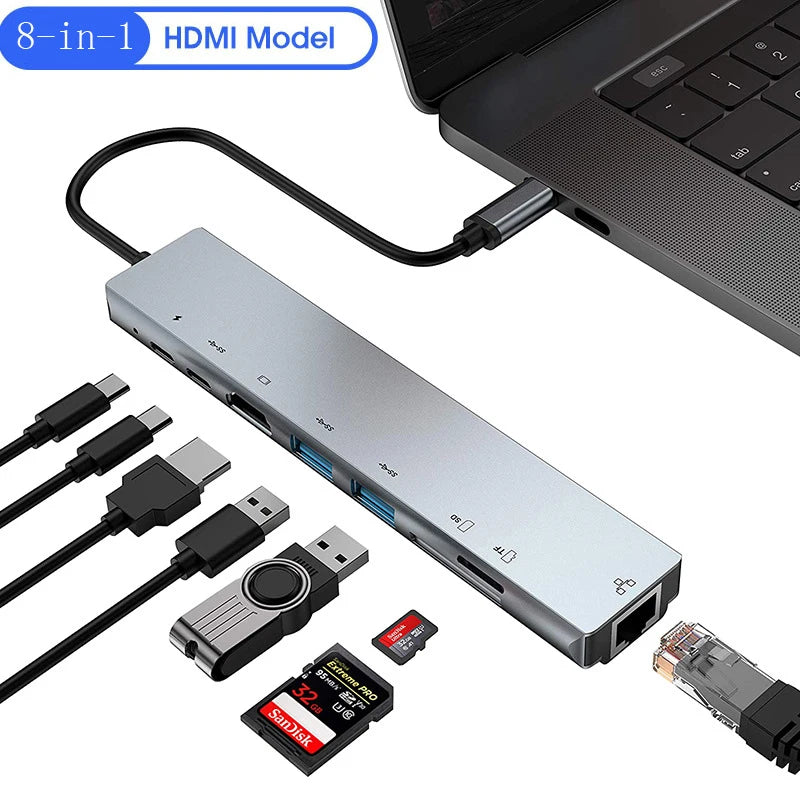 8-in-1 USB C HUB – Multifunktionaler Adapter