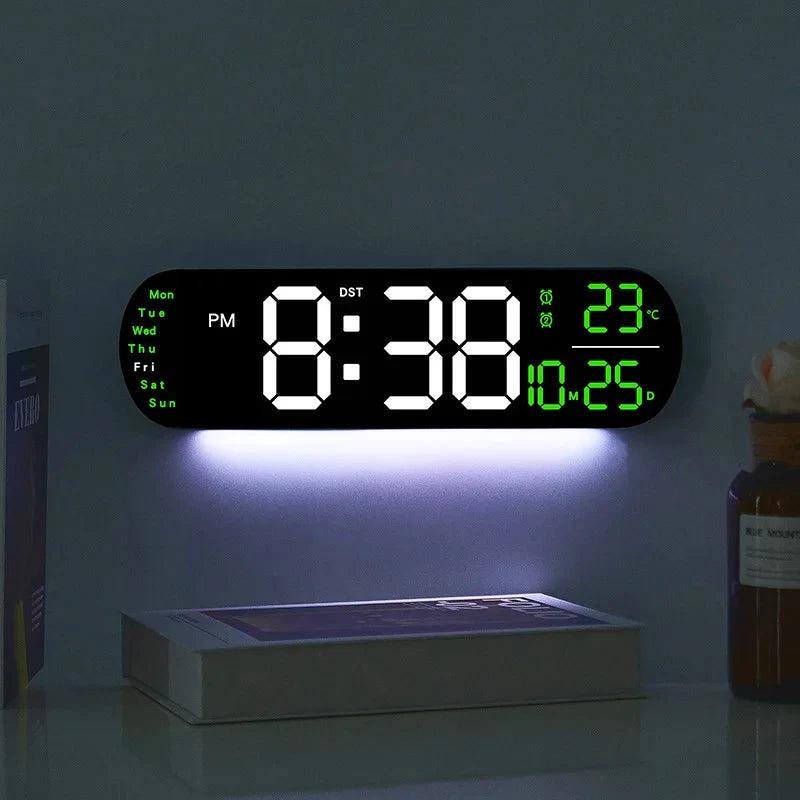 LED Digitalwanduhr mit Fernbedienung Datum Temperatur Wecker Uhr für Home