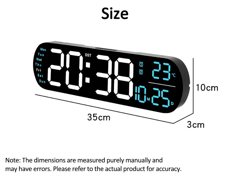 LED Digitalwanduhr mit Fernbedienung Datum Temperatur Wecker Uhr für Home