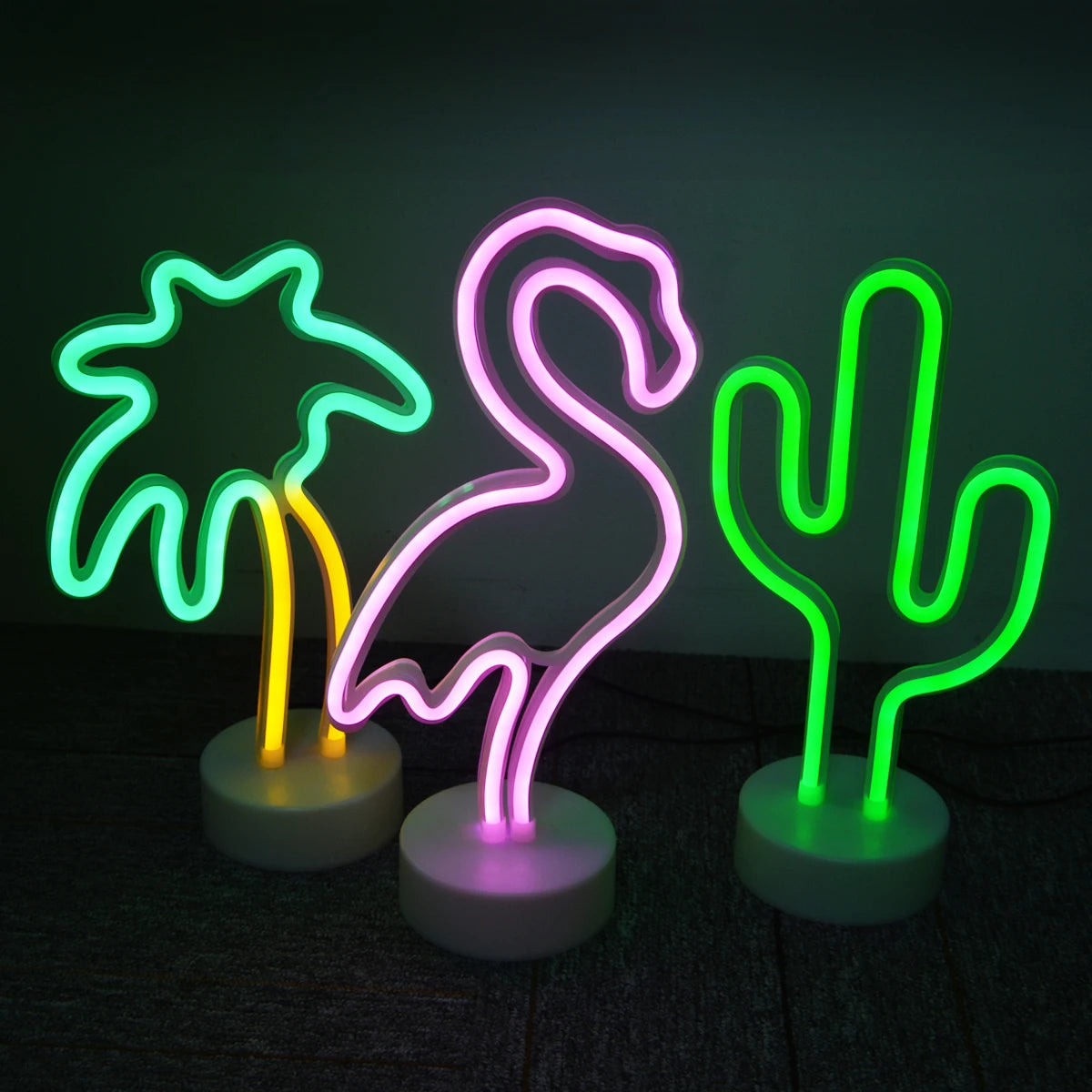 Flamingo und Kaktus Kokosnuss Baum- LED Lampe Neon Schild Wand Deko Beleuchtung Fernsehzimmer Gaming Zimmer USB oder Batteriebetrieben Deko 2025