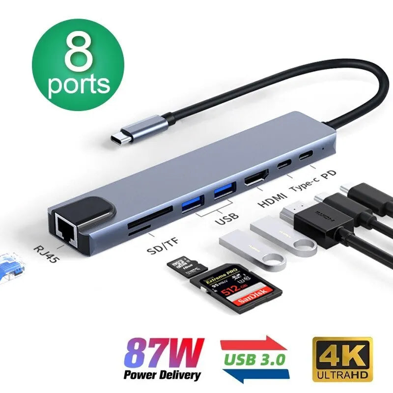 8-in-1 USB C HUB – Multifunktionaler Adapter