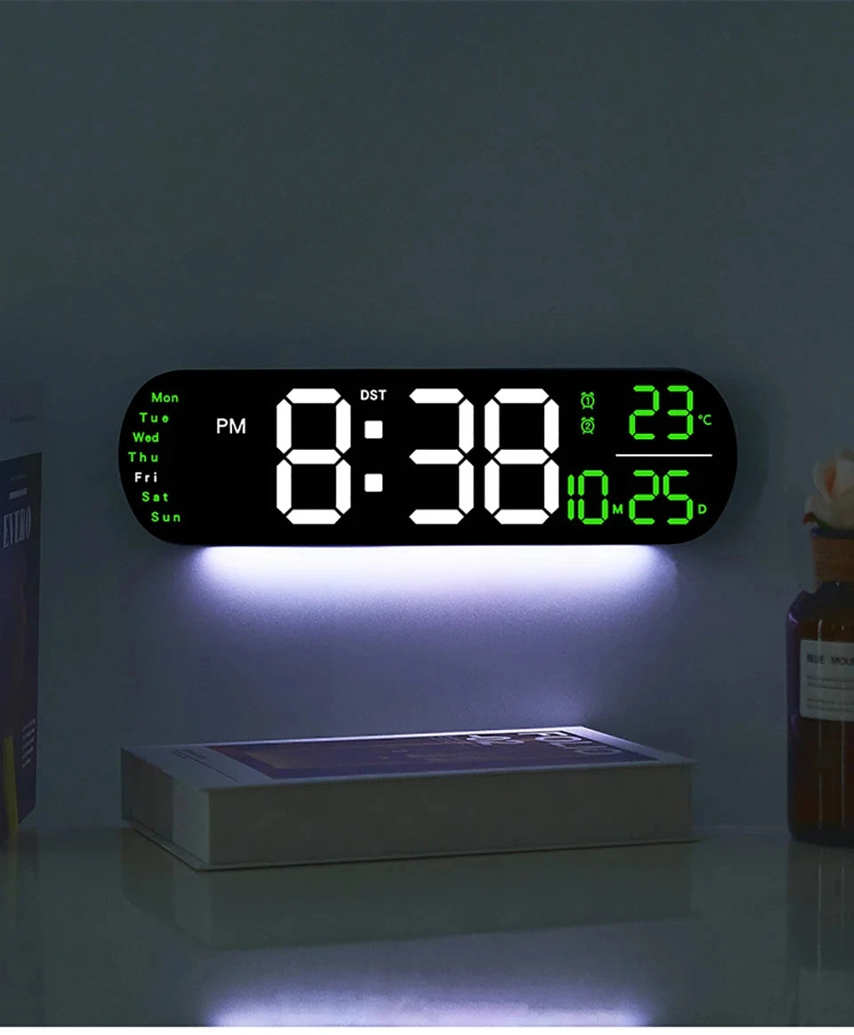 LED Digitalwanduhr mit Fernbedienung Datum Temperatur Wecker Uhr für Home