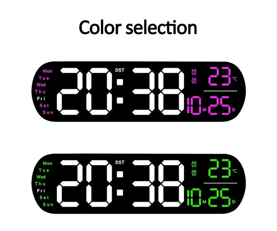 LED Digitalwanduhr mit Fernbedienung Datum Temperatur Wecker Uhr für Home