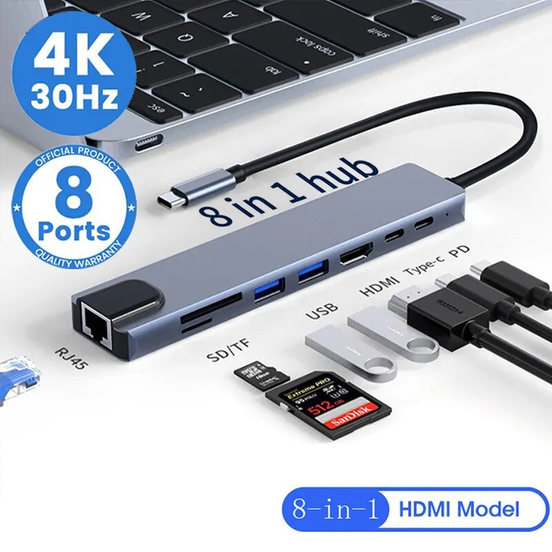 8-in-1 USB C HUB – Multifunktionaler Adapter