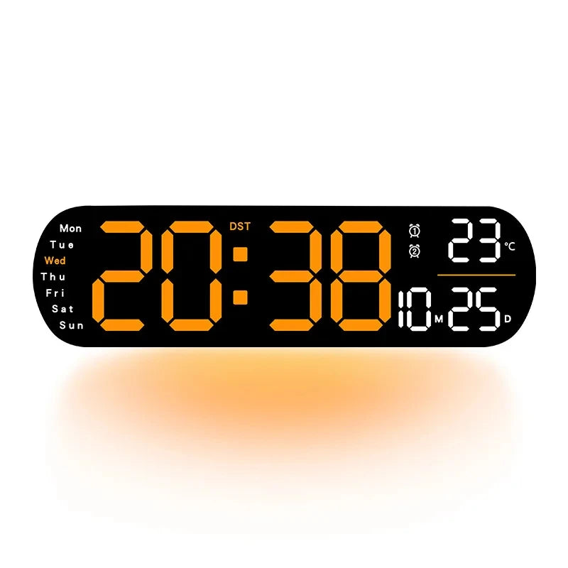 LED Digitalwanduhr mit Fernbedienung Datum Temperatur Wecker Uhr für Home