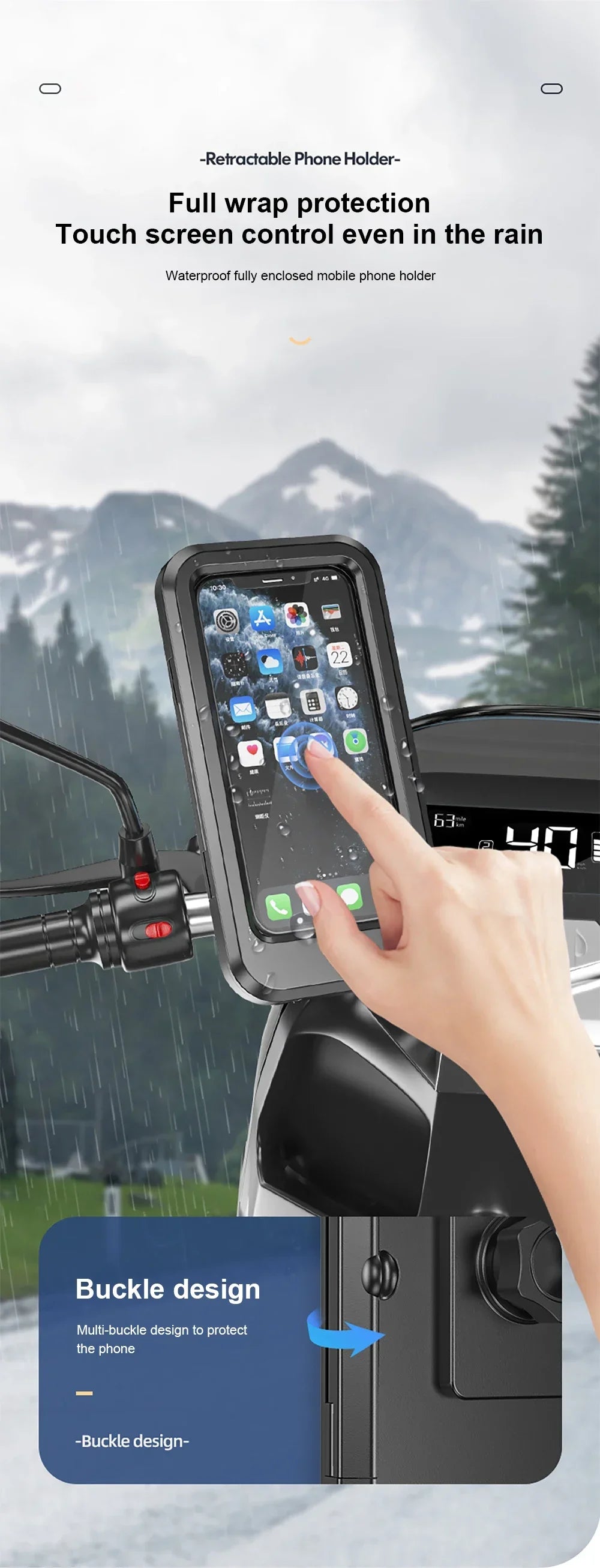 Handyhalter Handyhalterung Wasserdicht Fahrradtelefonhalterung mit 360° Drehung – Perfekt für Fahrräder, Motorräder & E-Bikes