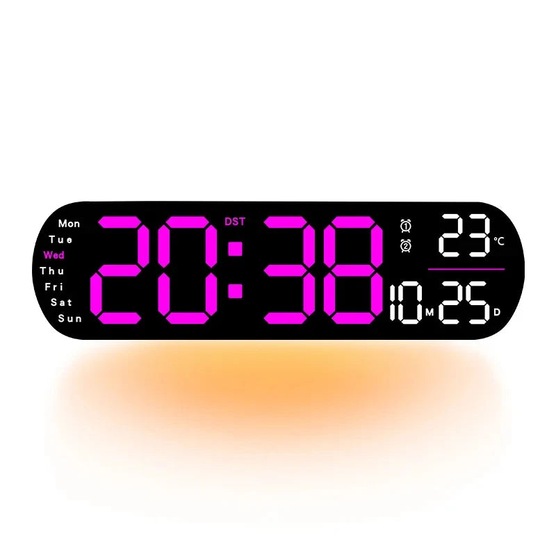 LED Digitalwanduhr mit Fernbedienung Datum Temperatur Wecker Uhr für Home