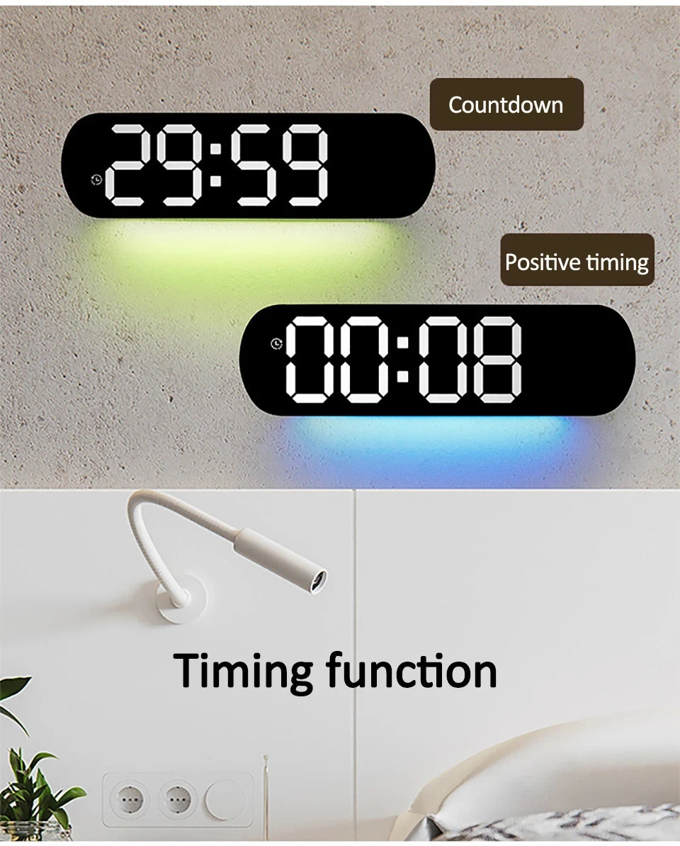 LED Digitalwanduhr mit Fernbedienung Datum Temperatur Wecker Uhr für Home
