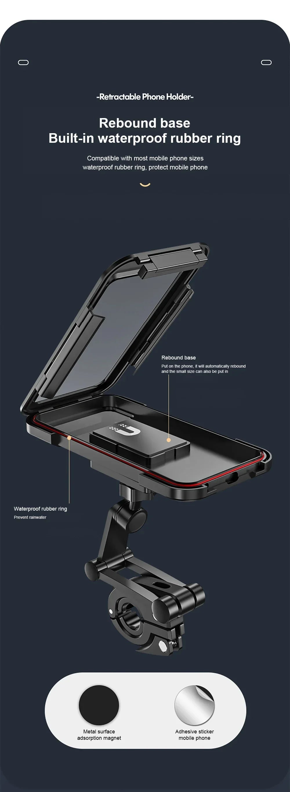Handyhalter Handyhalterung Wasserdicht Fahrradtelefonhalterung mit 360° Drehung – Perfekt für Fahrräder, Motorräder & E-Bikes