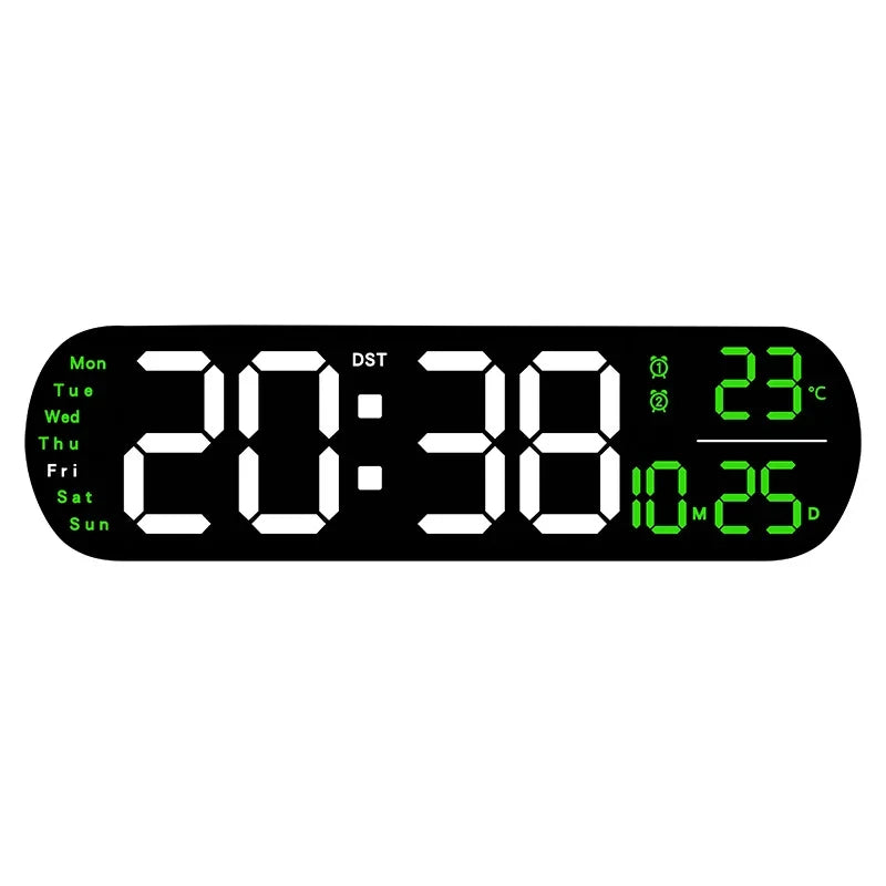LED Digitalwanduhr mit Fernbedienung Datum Temperatur Wecker Uhr für Home
