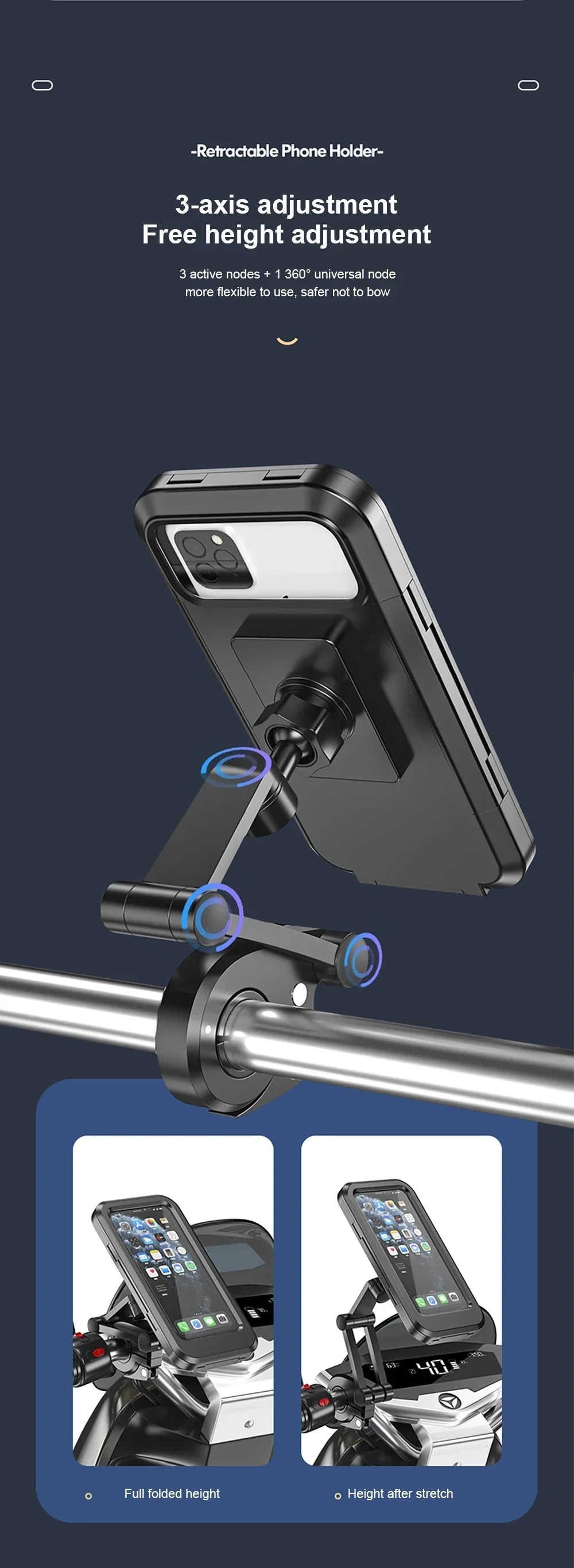 Handyhalter Handyhalterung Wasserdicht Fahrradtelefonhalterung mit 360° Drehung – Perfekt für Fahrräder, Motorräder & E-Bikes
