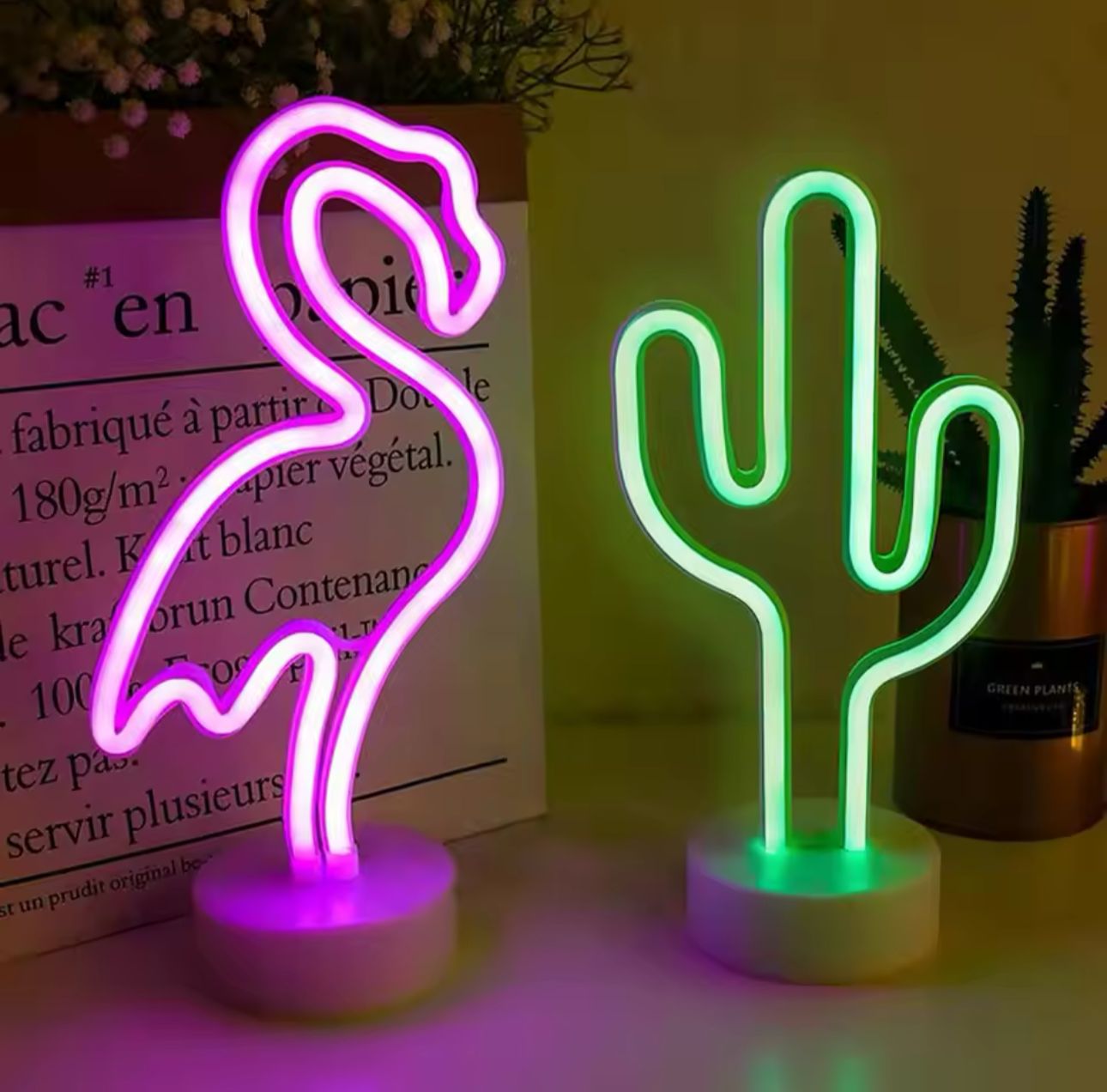 Flamingo und Kaktus Kokosnuss Baum- LED Lampe Neon Schild Wand Deko Beleuchtung Fernsehzimmer Gaming Zimmer USB oder Batteriebetrieben Deko 2025