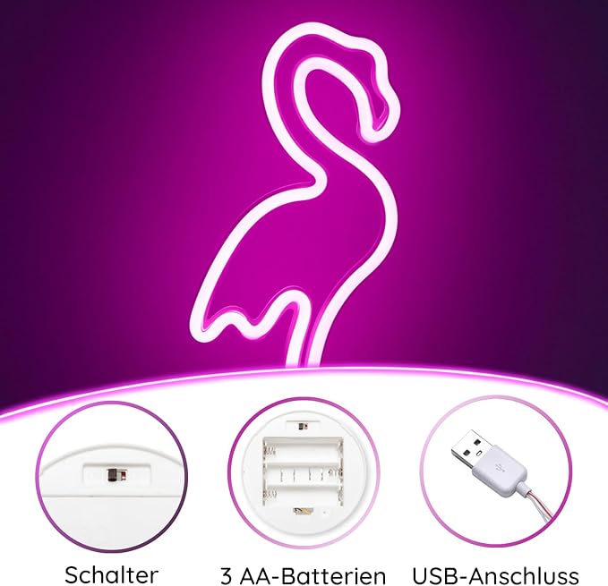 Flamingo und Kaktus Kokosnuss Baum- LED Lampe Neon Schild Wand Deko Beleuchtung Fernsehzimmer Gaming Zimmer USB oder Batteriebetrieben Deko 2025