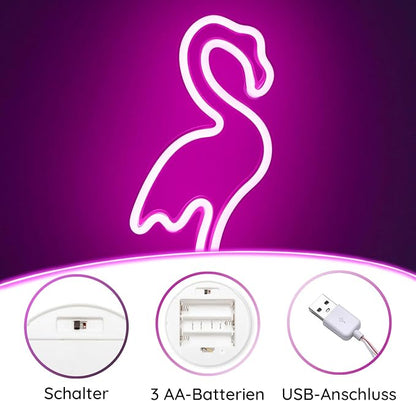 Flamingo und Kaktus Kokosnuss Baum- LED Lampe Neon Schild Wand Deko Beleuchtung Fernsehzimmer Gaming Zimmer USB oder Batteriebetrieben Deko 2025