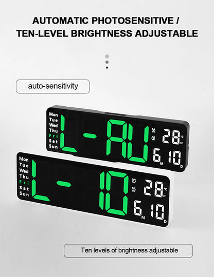 LED Digital Wanduhr mit Fernbedienung, Temperatur, Datum, Wochentage  - Smart Features
