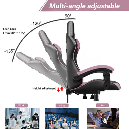 Gaming & Büro Stuhl – Ergonomischer PU-Leder Schreibtischstuhl mit Kopf- & Lendenstütze!