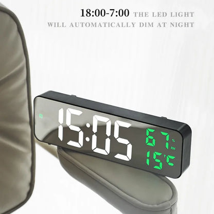 9-zoll große digitale Wanduhr Temperatur Luftfeuchtigkeit Nachtmodus 12/24H Elektronische LED-Uhr