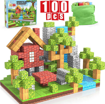 Magnetische Bausteine 100PCS Magnetwürfel - Magnetbausteine Geschenk für Jungen und Mädchen Mine Magnet Welt Spielzeug