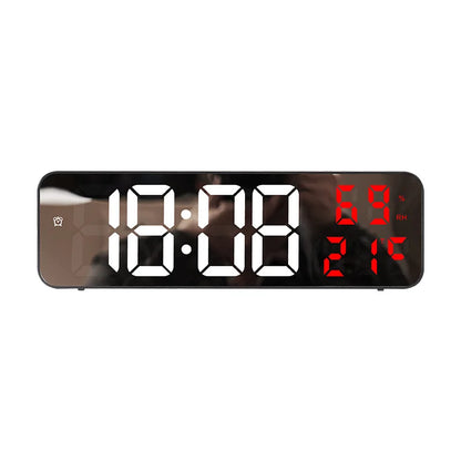 9-zoll große digitale Wanduhr Temperatur Luftfeuchtigkeit Nachtmodus 12/24H Elektronische LED-Uhr