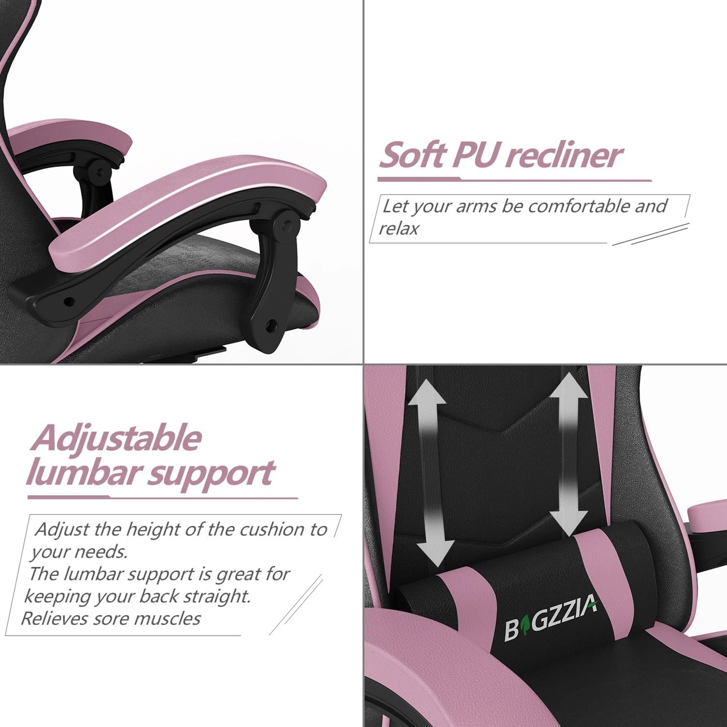 Gaming & Büro Stuhl – Ergonomischer PU-Leder Schreibtischstuhl mit Kopf- & Lendenstütze!