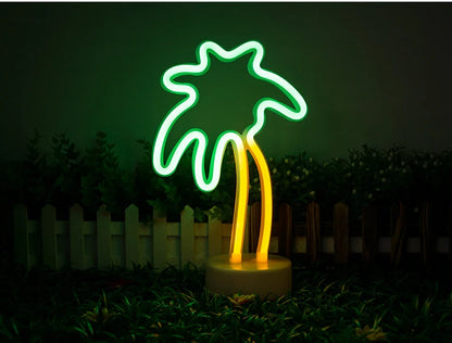 Flamingo und Kaktus Kokosnuss Baum- LED Lampe Neon Schild Wand Deko Beleuchtung Fernsehzimmer Gaming Zimmer USB oder Batteriebetrieben Deko 2025