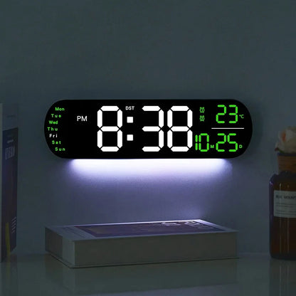 LED Digitalwanduhr mit Fernbedienung Datum Temperatur Wecker Uhr für Home