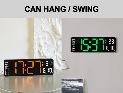 LED Digital Wanduhr mit Fernbedienung, Temperatur, Datum, Wochentage  - Smart Features