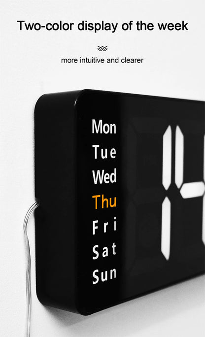 LED Digital Wanduhr mit Fernbedienung, Temperatur, Datum, Wochentage  - Smart Features