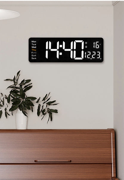 LED Digital Wanduhr mit Fernbedienung, Temperatur, Datum, Wochentage  - Smart Features