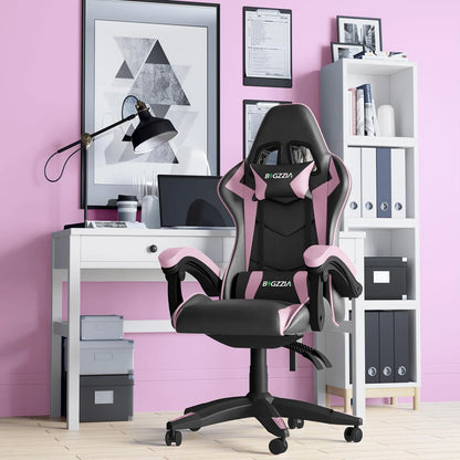 Gaming & Büro Stuhl – Ergonomischer PU-Leder Schreibtischstuhl mit Kopf- & Lendenstütze!