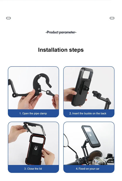 Mobile Phone Holder Waterproof Bicycle Phone Holder with 360° Rotation - Perfect for Bicycles, Motorcycles &amp; E-Bikes