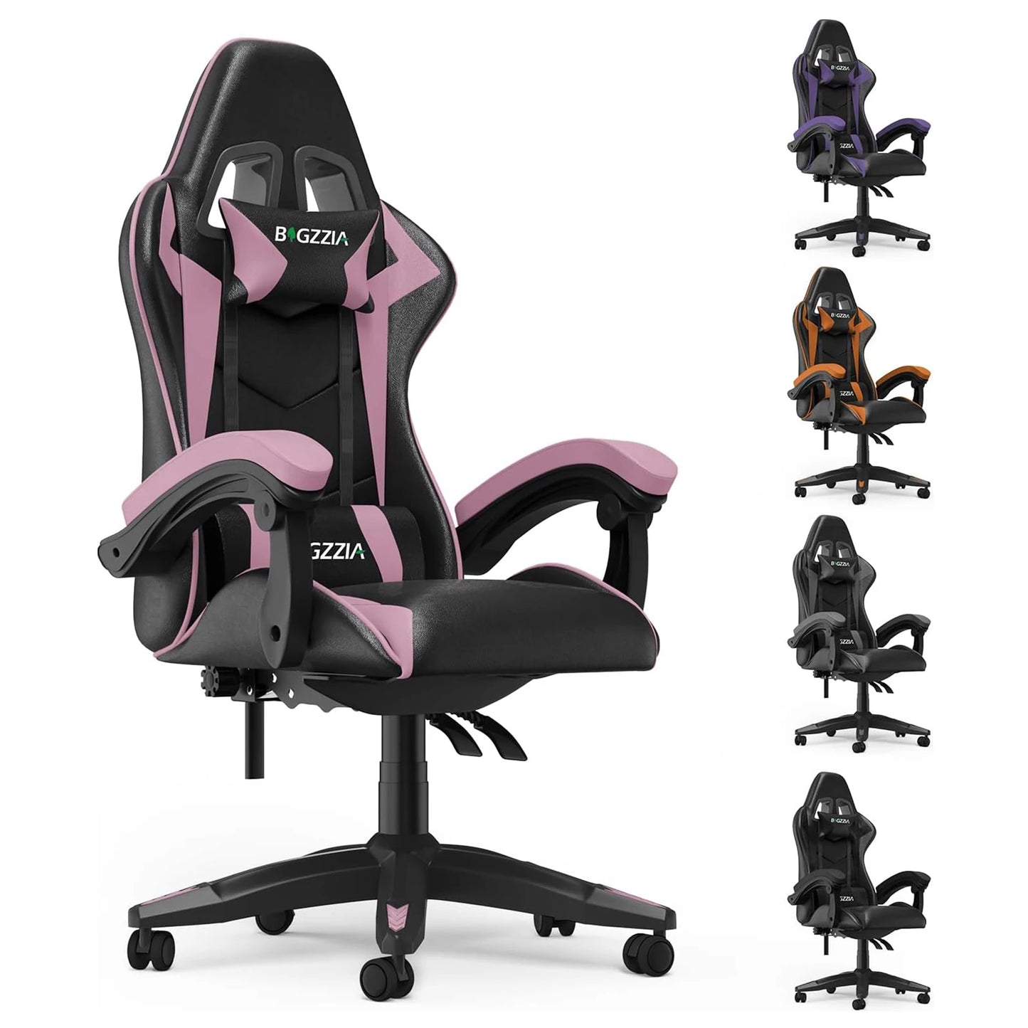 Gaming & Büro Stuhl – Ergonomischer PU-Leder Schreibtischstuhl mit Kopf- & Lendenstütze!