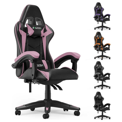 Gaming & Büro Stuhl – Ergonomischer PU-Leder Schreibtischstuhl mit Kopf- & Lendenstütze!