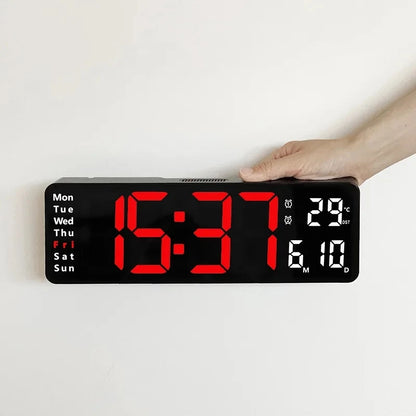 LED Digital Wanduhr mit Fernbedienung, Temperatur, Datum, Wochentage  - Smart Features