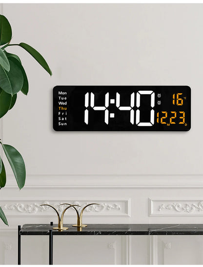 LED Digital Wanduhr mit Fernbedienung, Temperatur, Datum, Wochentage  - Smart Features