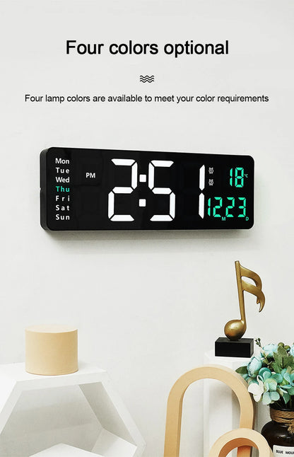 LED Digital Wanduhr mit Fernbedienung, Temperatur, Datum, Wochentage  - Smart Features
