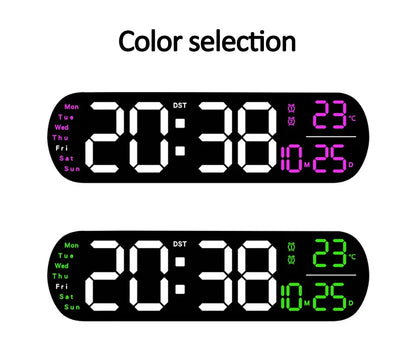 LED Digitalwanduhr mit Fernbedienung Datum Temperatur Wecker Uhr für Home
