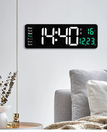 LED Digital Wanduhr mit Fernbedienung, Temperatur, Datum, Wochentage  - Smart Features