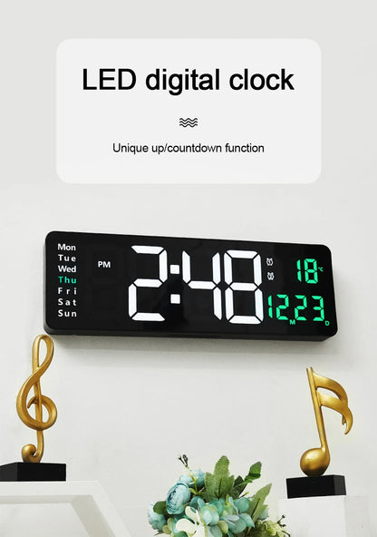 LED Digital Wanduhr mit Fernbedienung, Temperatur, Datum, Wochentage  - Smart Features