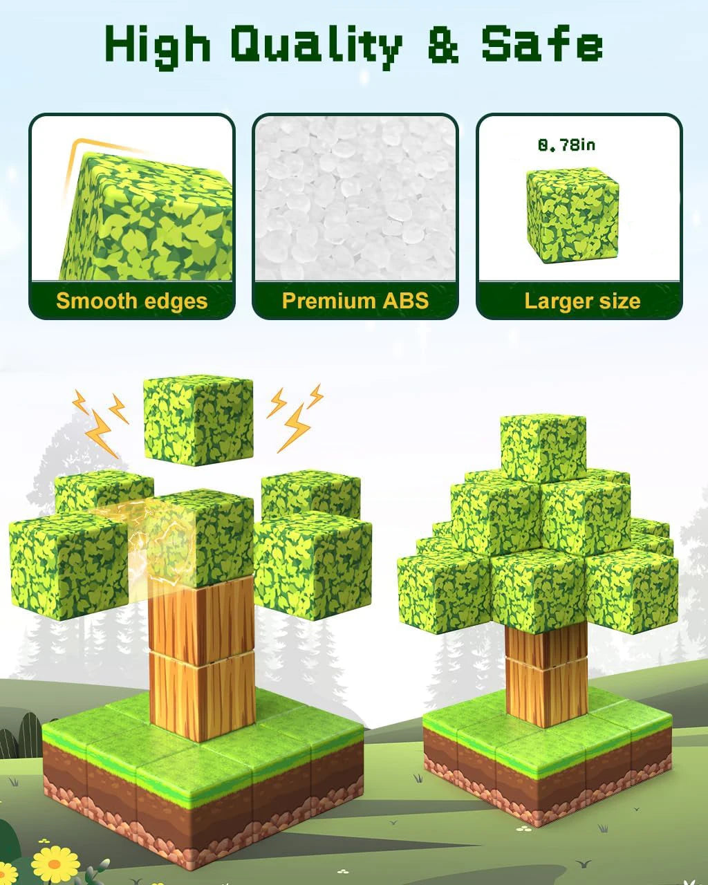 Magnetische Bausteine 100PCS Magnetwürfel - Magnetbausteine Geschenk für Jungen und Mädchen Mine Magnet Welt Spielzeug