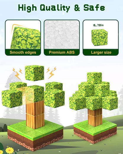 Magnetische Bausteine 100PCS Magnetwürfel - Magnetbausteine Geschenk für Jungen und Mädchen Mine Magnet Welt Spielzeug