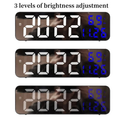 9-zoll große digitale Wanduhr Temperatur Luftfeuchtigkeit Nachtmodus 12/24H Elektronische LED-Uhr