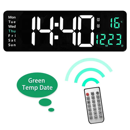 LED Digital Wanduhr mit Fernbedienung, Temperatur, Datum, Wochentage  - Smart Features
