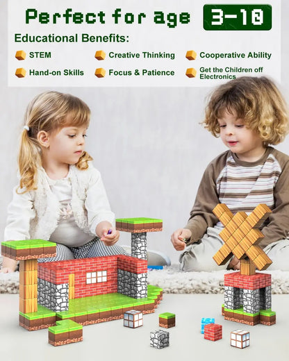 Magnetische Bausteine 100PCS Magnetwürfel - Magnetbausteine Geschenk für Jungen und Mädchen Mine Magnet Welt Spielzeug
