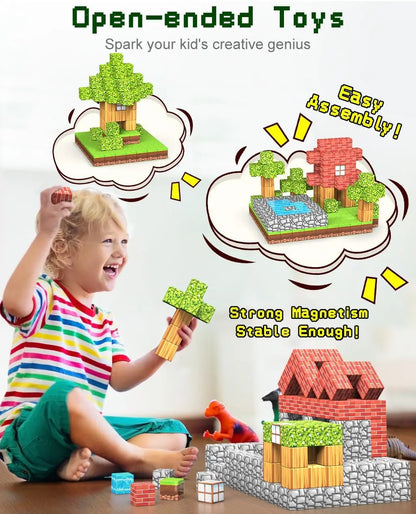 Magnetische Bausteine 100PCS Magnetwürfel - Magnetbausteine Geschenk für Jungen und Mädchen Mine Magnet Welt Spielzeug